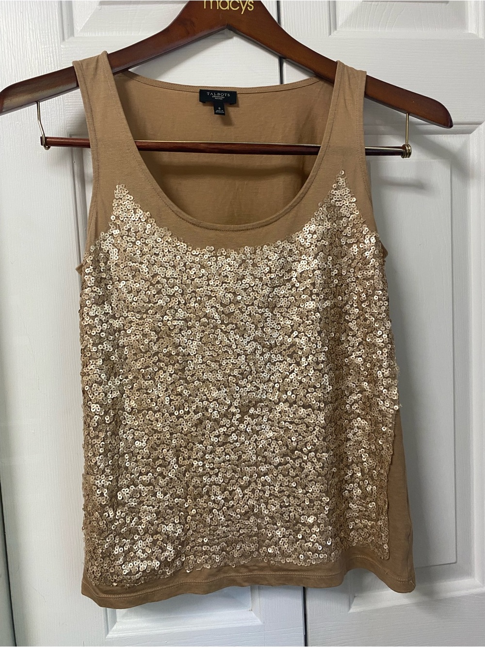 Talbots Gold Sequin Scoop Neck Tank